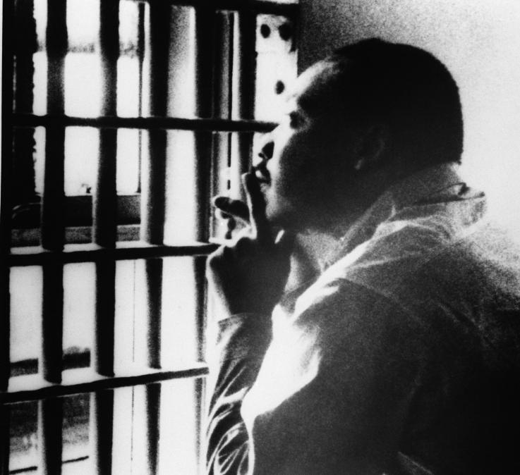 A picture of Martin Luther King in prison