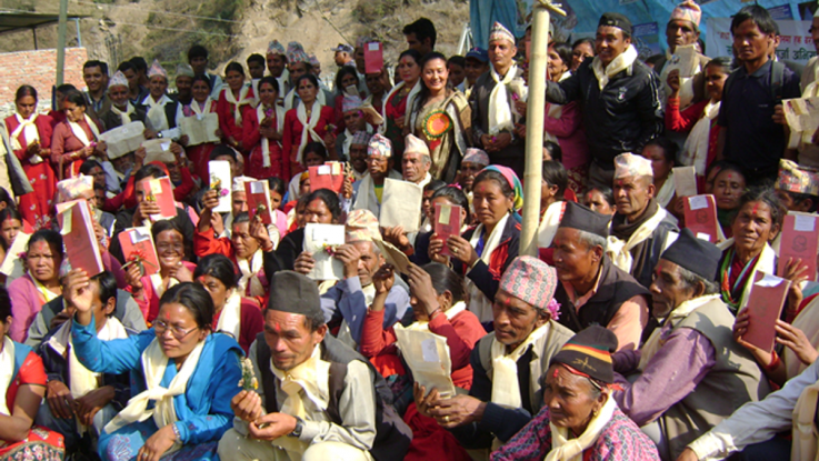 A large group of Nepalese protesters
